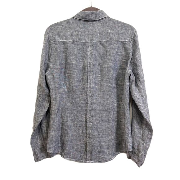 CP SHADES Gray Linen Button Up Long Sleeve Shirt Top Mens Size Small - Picture 5 of 9